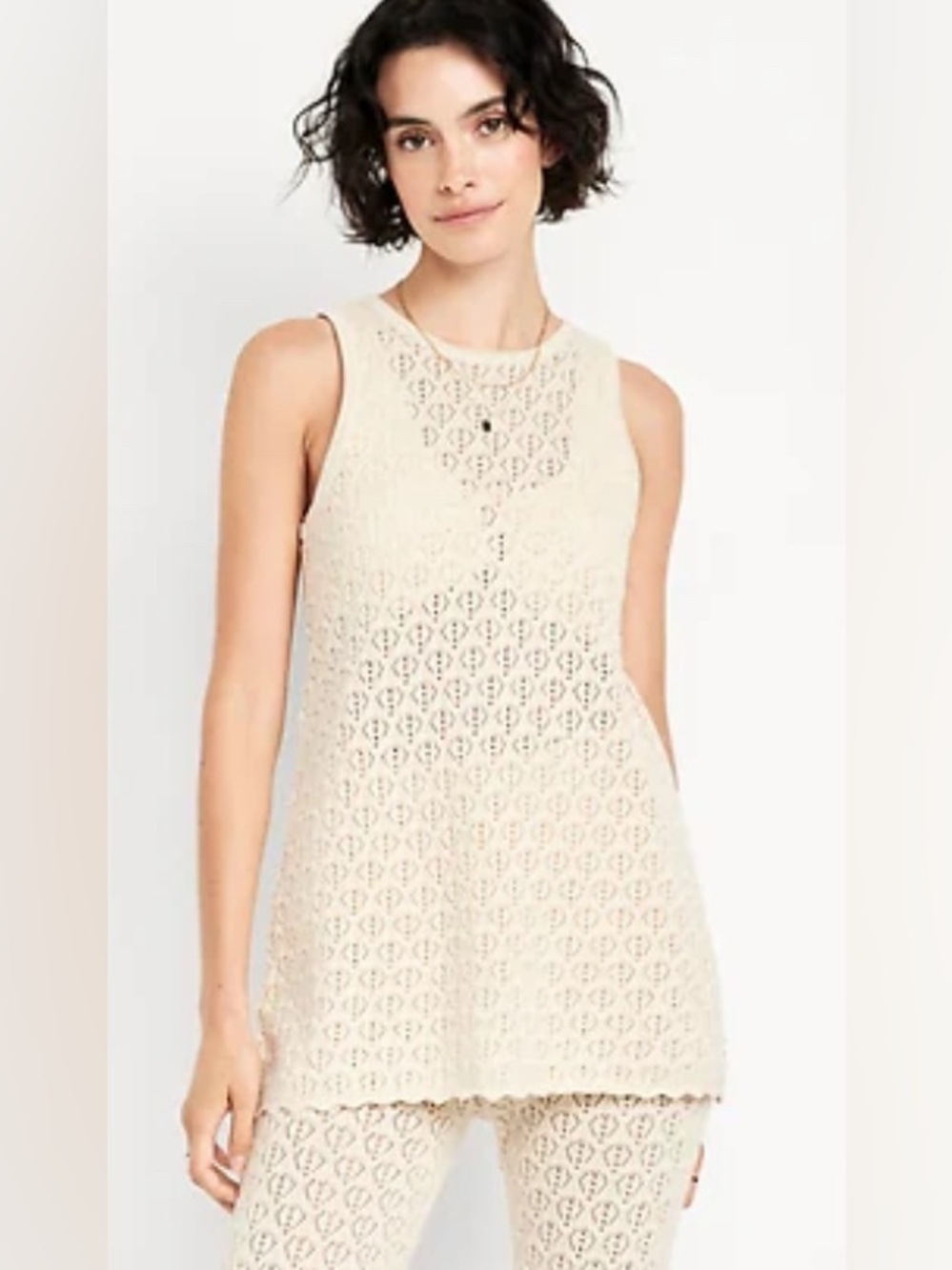 Old Navy Sleeveless Crochet Tunic Sweater (Part of Set)